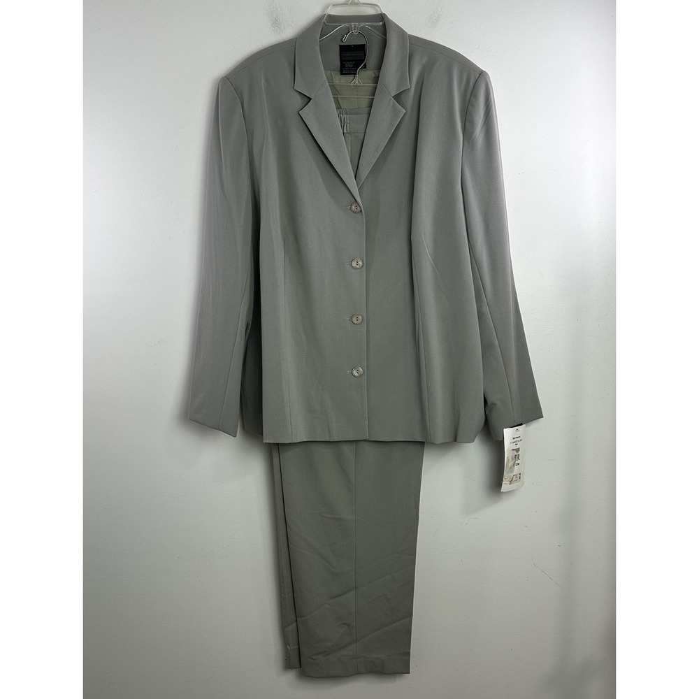 Womens Classic Pant Suit Size 22W 2-Piece Set Shirt & Pants Gray Green NWT